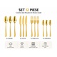 Set 12 Tacamuri Premium, 3 Linguri, 3 Cutite, 3 Furculite, 3 Lingurite, Finisaj Lucios si Elegant, Inox, Auriu