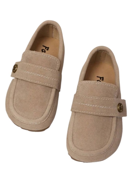 Mocasini bebe, imitatie piele intoarsa, bej, marimea 23