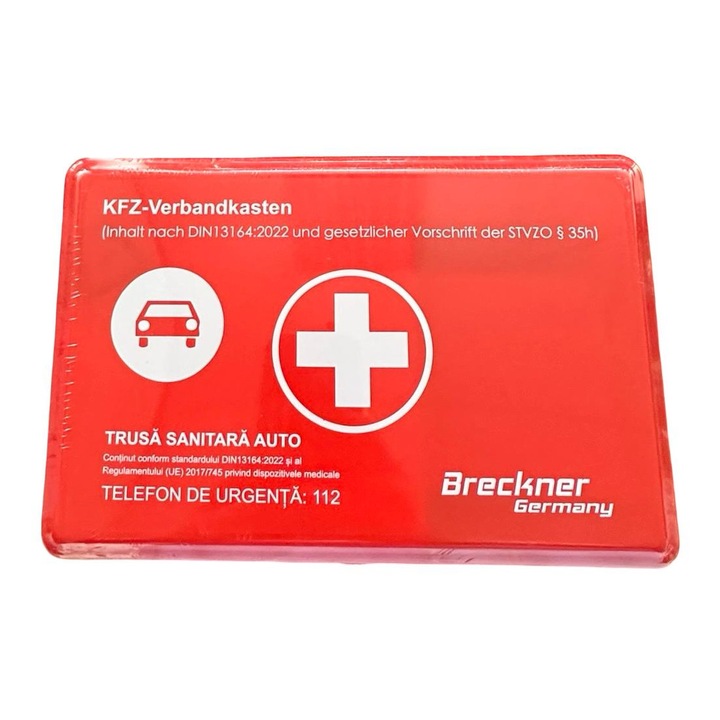 Trusa prim ajutor auto rosie mica DIN13164