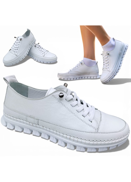 Pantofi sport dama, Artiker, piele naturala, albi, de vara, confortabili