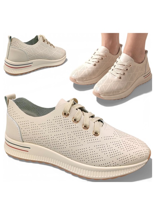 Pantofi sport dama, Artiker, piele naturala, bej, de vara, confortabili