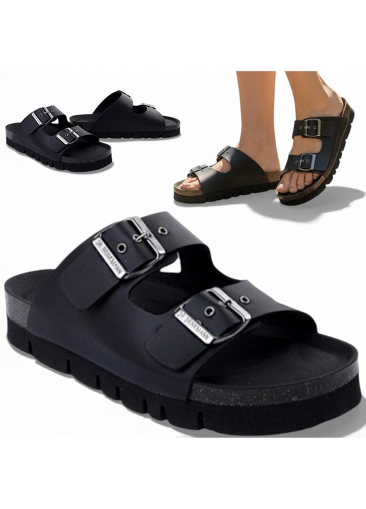 Papuci Dama, Brinkmann, Cu Catarame, Negri, Eleganti, Slip-On, Confortabili 38