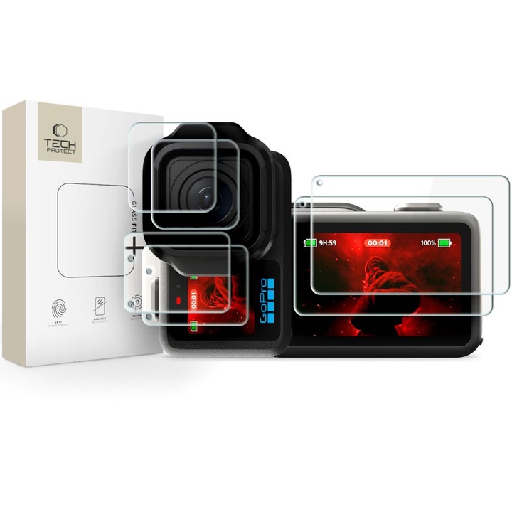 Folie de sticlă GoPro Mission 1 / Pro Tech-Protect Foil & Glass Fit+ (2 seturi)