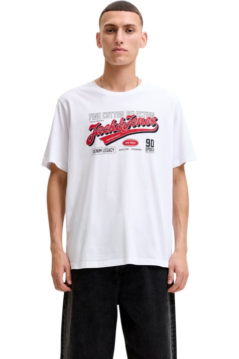 JACK &JONES Logós O-nyakú póló SN 63015, Fehér