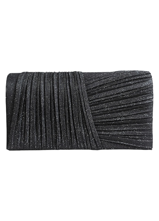 Geanta plic de seara neagra plisata cu sclipici