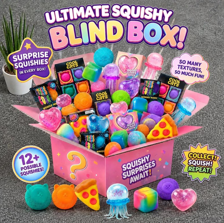 Véletlenszerű készlet 4 Squishy VICTINY® Vakdoboz / Rejtélydoboz szenzoros squishy játékok gyerekeknek és felnőtteknek, vic-004 modell