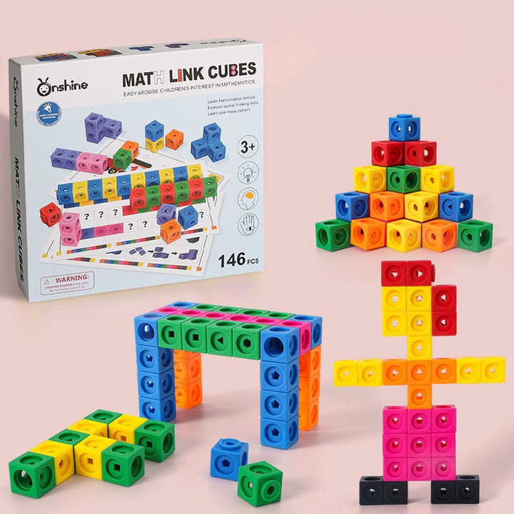 Joc Stem Cuburi Matematice Set Mathlink cubes 146 piese Onshine