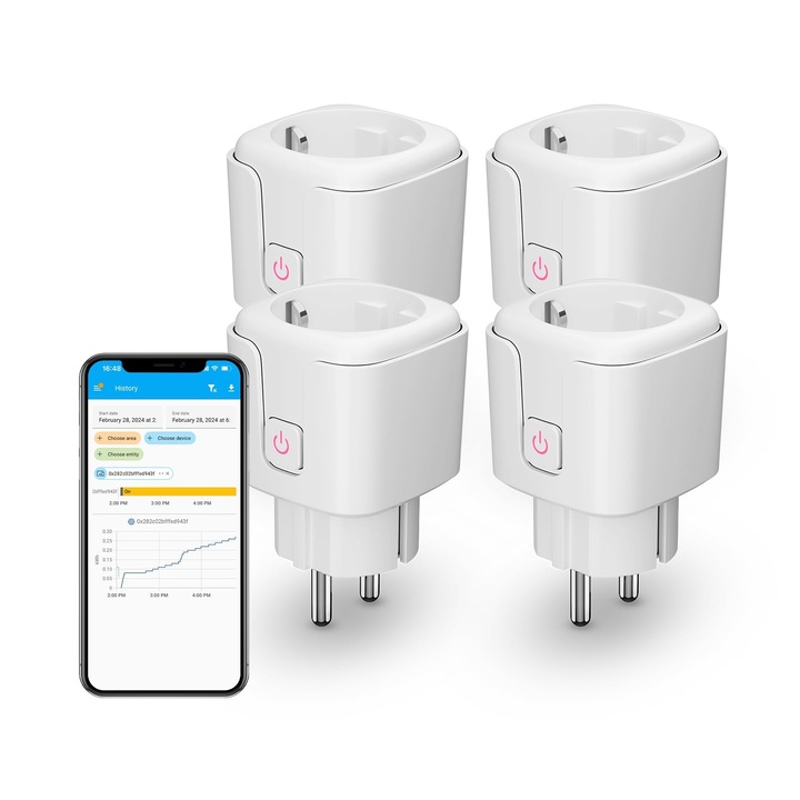 THIRDREALITY Zigbee okoskonnektor, 4 darabos szett, 16A, F típus, fogyasztásfigyelés, Zigbee jelismétlő