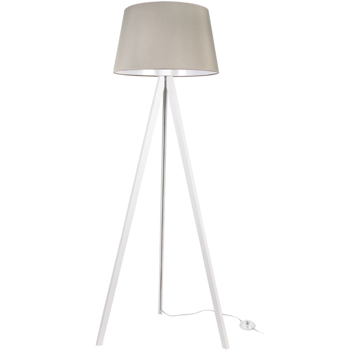 Lampa de podea Light Home LH Trepied alb abajur conic casmir Ø44 cm soclu E27 ideala pentru living dormitor sau birou