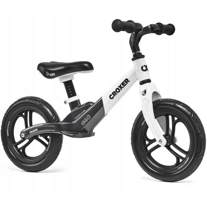 Bicicleta fara pedale CROXER Titanium Pro, Negru/Alb, Copii