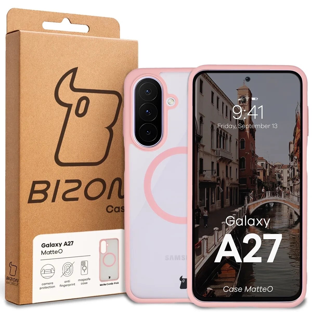 Carcasa Bizon MatteO cu MagSafe compatibila cu Samsung Galaxy A27 5G, Roz