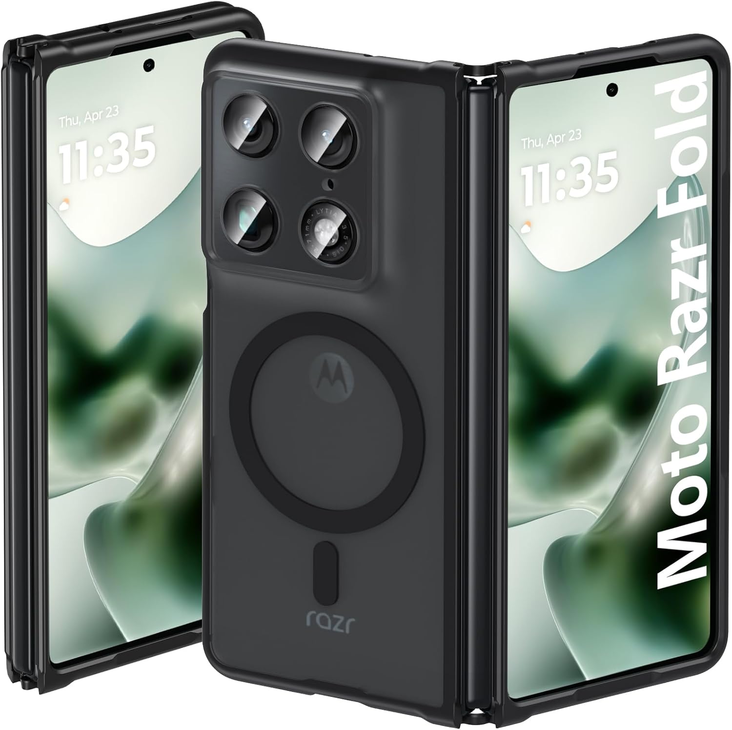 Husa premium pentru Motorola Razr Fold CareFree Defender, cu MagFit, Design Slim & Protectie Completa, Never-Yellow, anti-amprente - negru mat