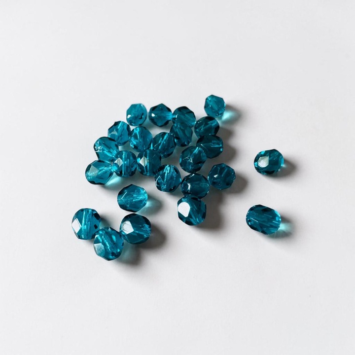 Margele sticla fire polish fatetate pentru bijuterii, 6mm, 25buc/set - 7082 Teal