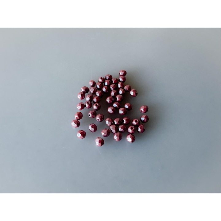 Фасетирани стъклени мъниста fire polish за бижута, 4мм, 50бр/комплект - 7034 Pearl Shine Autumn Leaf