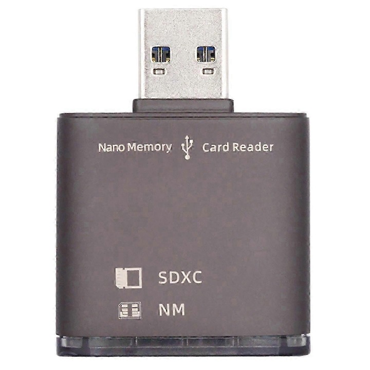Четец за карти USB 3.0, Nano Memory, UHS-I, 5Gbps, черен