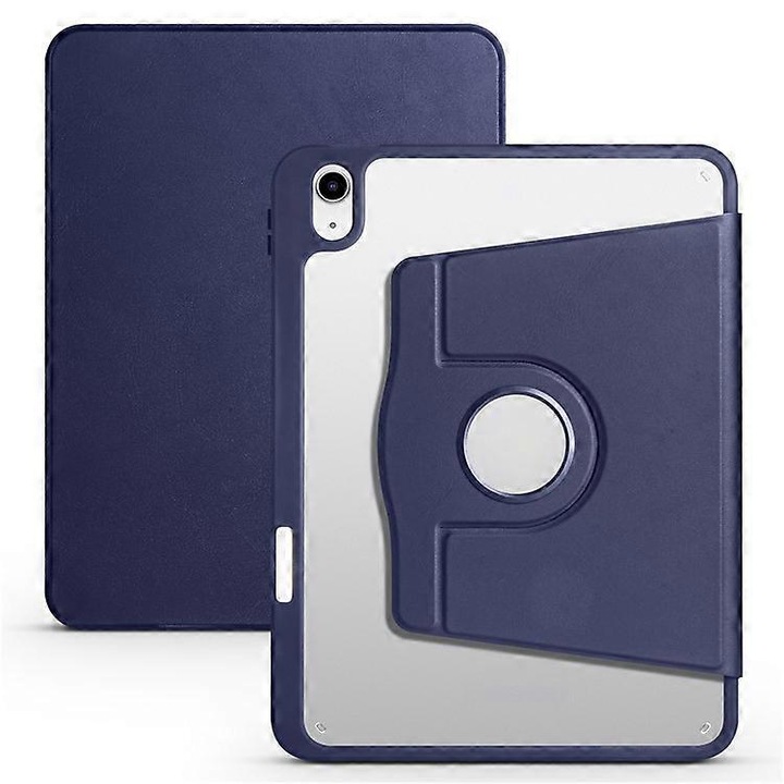 Husa tableta rotativa 360 grade, piele PU, albastru inchis, 13 inch
