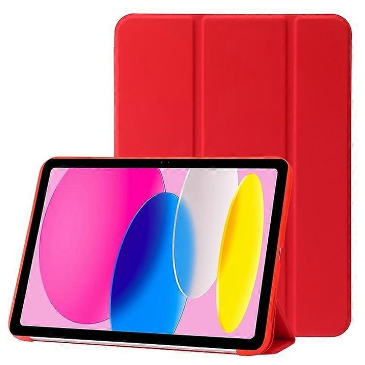 Husa tableta rosie PU piele silicon 10.9 inch cu suport si protectie completa