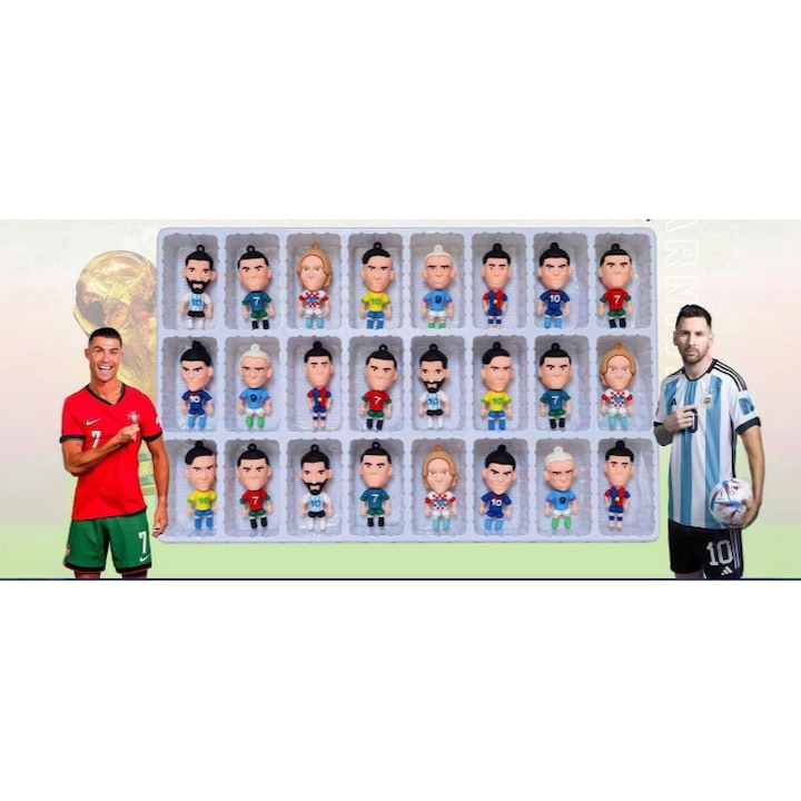 FIFA World Cup 2026 Labdarúgó Játékos Figurák, 24 darabos meglepetés naptár szett, Ajándékdoboz 37x23x3 cm, Többszínű