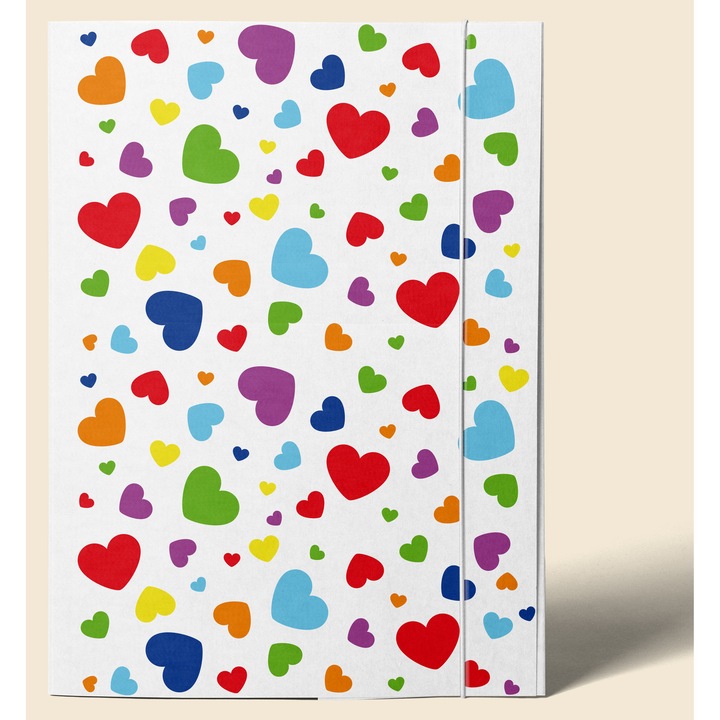 Strigo mappa gumival, A4 320x236mm, fényes laminált karton 400g FSC Szívek