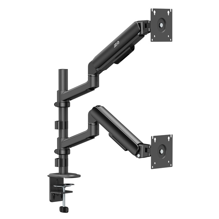 Ergo Office 2 monitoros tartó / felfüggesztett tartó, gázrugós, 17"-32", 1-10 kg, matt fekete, ER-692 B