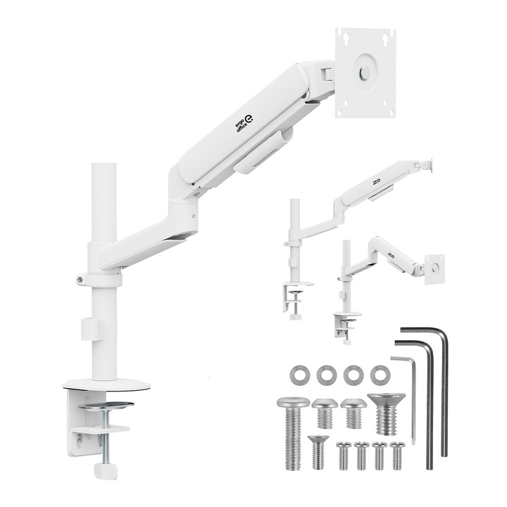 Ergo Office monitortartó / kar, gázrugós, 17"-32", 1-10 kg, matt fehér, VESA max. 100x100, ER-691 W