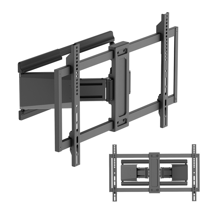 Maclean TV tartó / horog, VESA max. 600x400, 37-90", max. terhelés 65 kg, fekete, MC-881 N