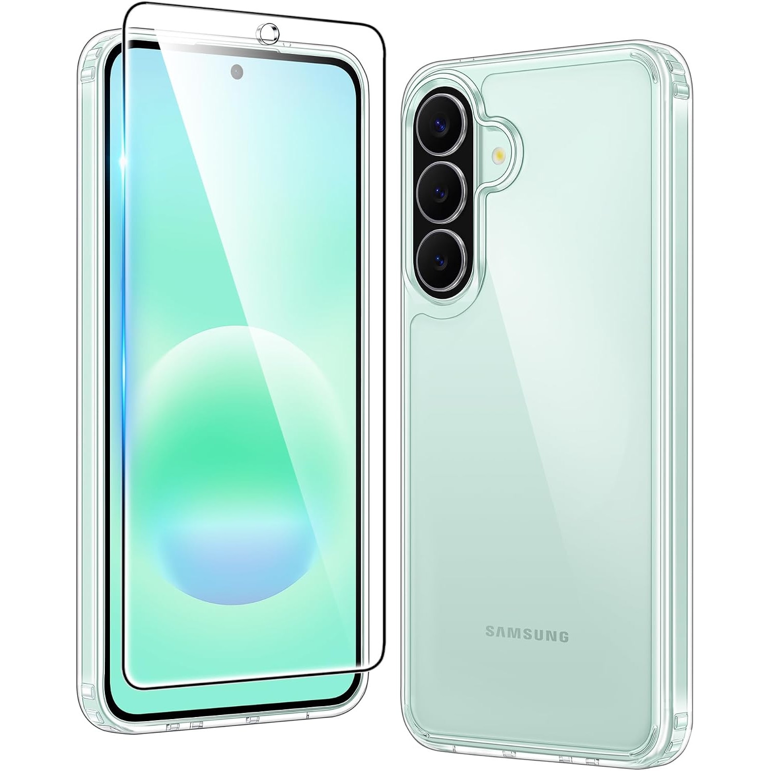 Intelli® Husa de Protectie Ultra Clear + Folie de Sticla Compatibila cu samsung Galaxy A27 5G, Transparenta