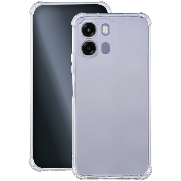 Intelli® Husa silicon + folie sticla, compatibila cu OPPO A6 / A6X / A6S, Anti soc, Transparent