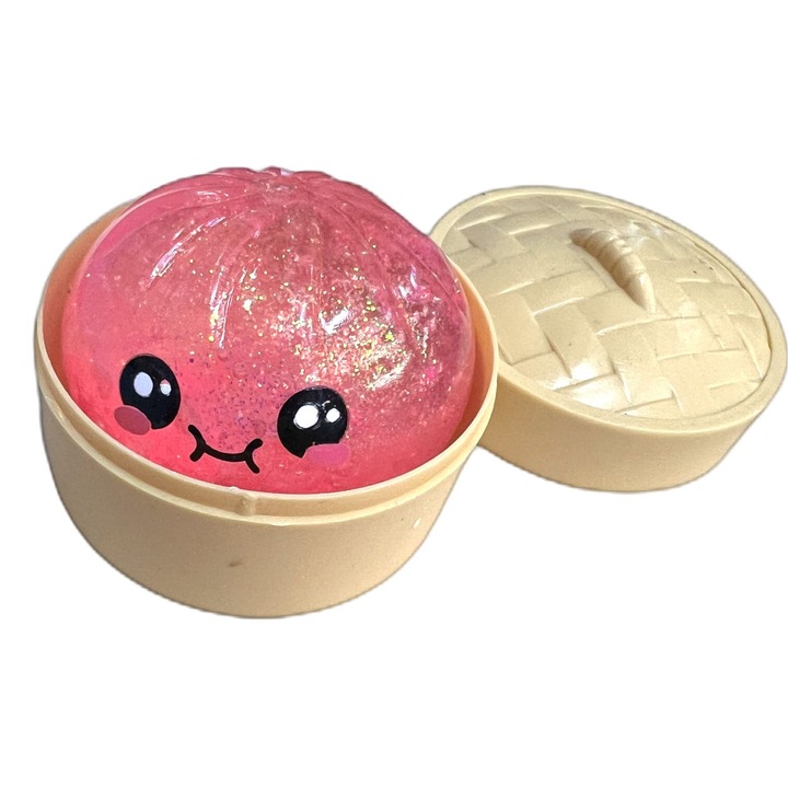 Antistress Squishy Dumpling játék csillámmal és tartóval 6cm 1 termék dobozonként