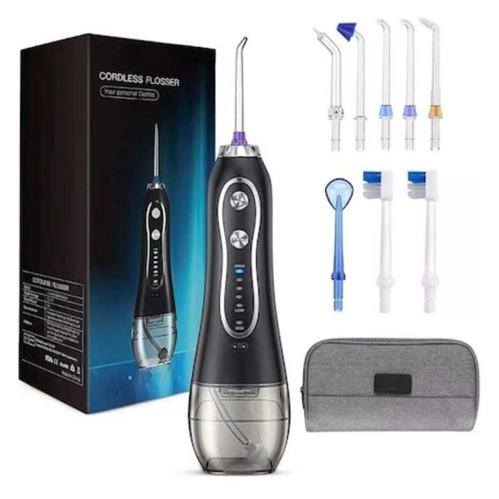 Neo™ H20floss® professzionális hordozható szájzuhany, 5 üzemmód, 300 ml, vízálló, 2500mAh akkumulátor
