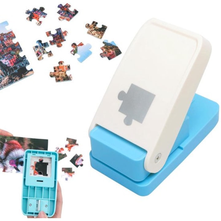 Perforátor puzzle 3,8 cm, kreatív, hordozható, műanyag, 12,6x6,6x4 cm