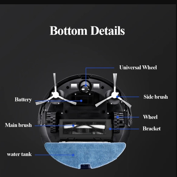 Aspirator robot ABIR G20S, putere de aspirare de 6000 Pa, navigare inteligenta cu harta 2D, aspirare si stergere 2-in-1, control prin aplicatie WiFi si Alexa, negru