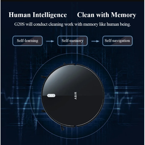 Aspirator robot ABIR G20S, putere de aspirare de 6000 Pa, navigare inteligenta cu harta 2D, aspirare si stergere 2-in-1, control prin aplicatie WiFi si Alexa, negru
