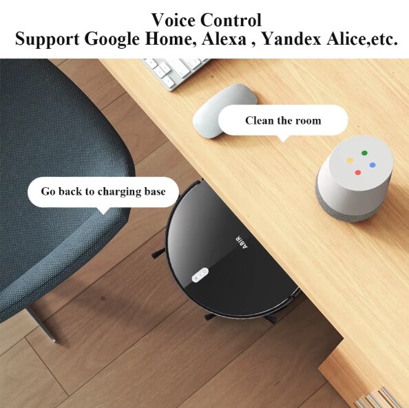 Aspirator robot ABIR G20S, putere de aspirare de 6000 Pa, navigare inteligenta cu harta 2D, aspirare si stergere 2-in-1, control prin aplicatie WiFi si Alexa, negru