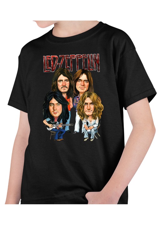Gyerek Fiú Póló Led Zeppelin Cartoon, Fekete
