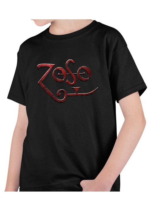 Gyerek Fiú Póló Led Zeppelin Zoso Merch, Fekete