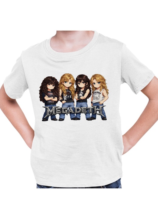 Gyerek Fiú Póló Megadeth Cartoon Chibi, Fehér