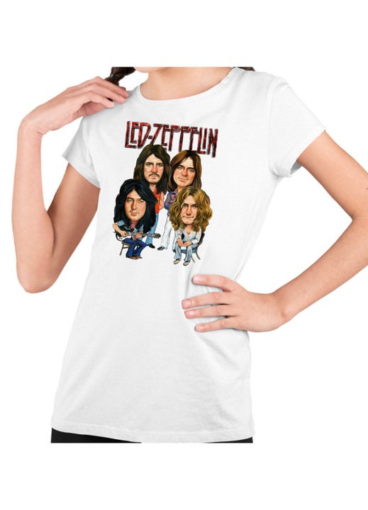 Gyerek Lány Póló Led Zeppelin Cartoon, Fehér