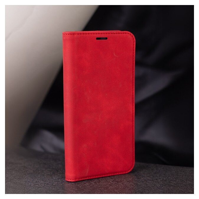 Husa Tip Flip Cover Upzz Suede Compatibila Cu Honor 600 LITE, Magnet Incorporat, Piele Ecologica Soft, Rosu