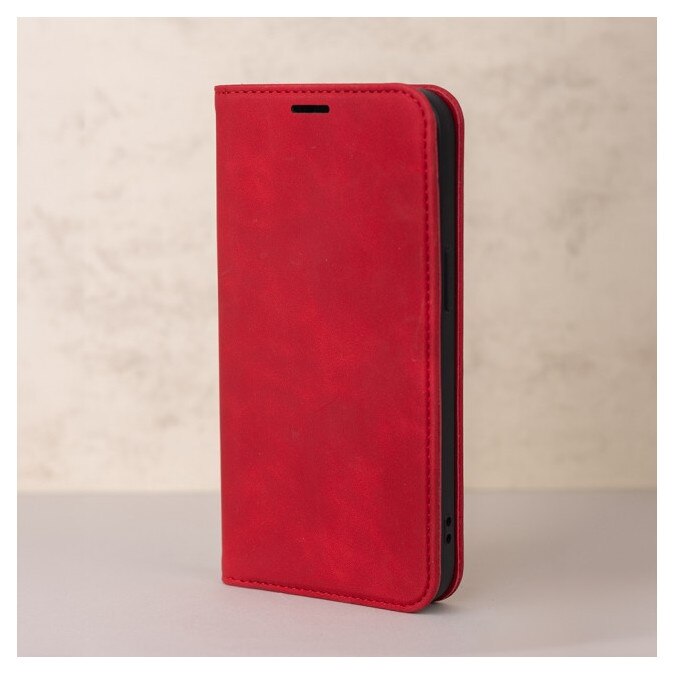 Husa Tip Flip Cover Upzz Suede Compatibila Cu Honor 600 LITE, Magnet Incorporat, Piele Ecologica Soft, Rosu