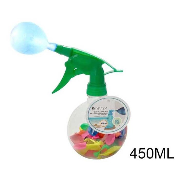 Kézi lufifújó és pumpás vízilufi töltő permetező flakon 450ml + 50 db lufi Kmt Style