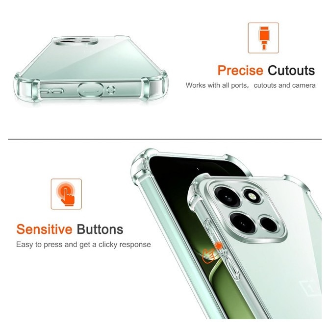 Husa Upzz® Shock Armor Compatibila Cu OnePlus Nord 6, Protectie Sporita, Silicon, Transparenta