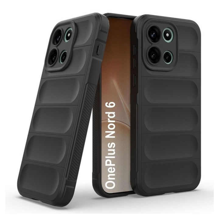 Husa Upzz® Magic Shield Pentru OnePlus Nord 6, Super Grip, MicroFibra la Interior, Anti Soc - Negru