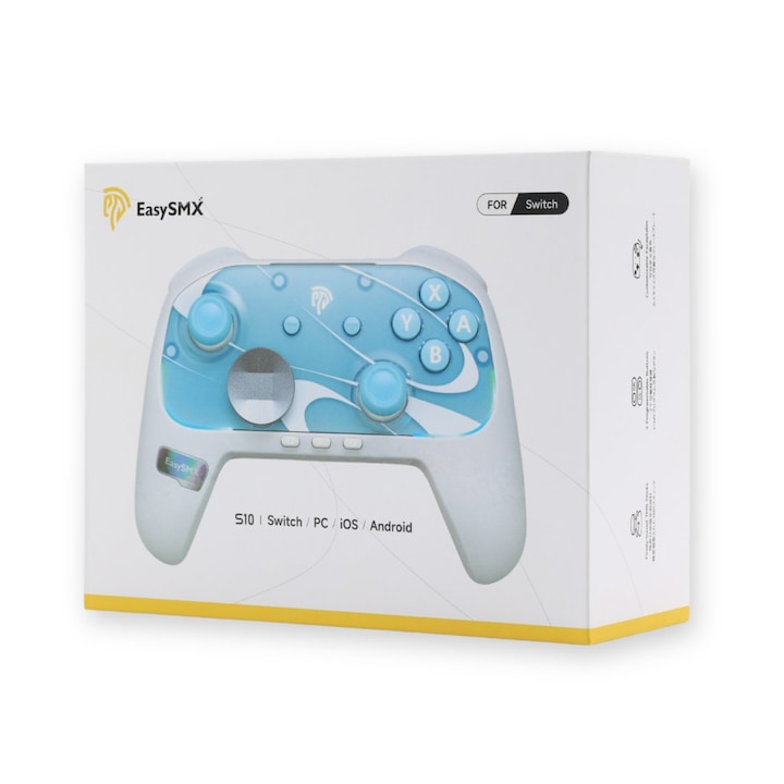 Безжичен контролер, EasySMX S10, Bluetooth, USB, PC/Switch/iOS/Android, 1000Hz, Синьо-Бял
