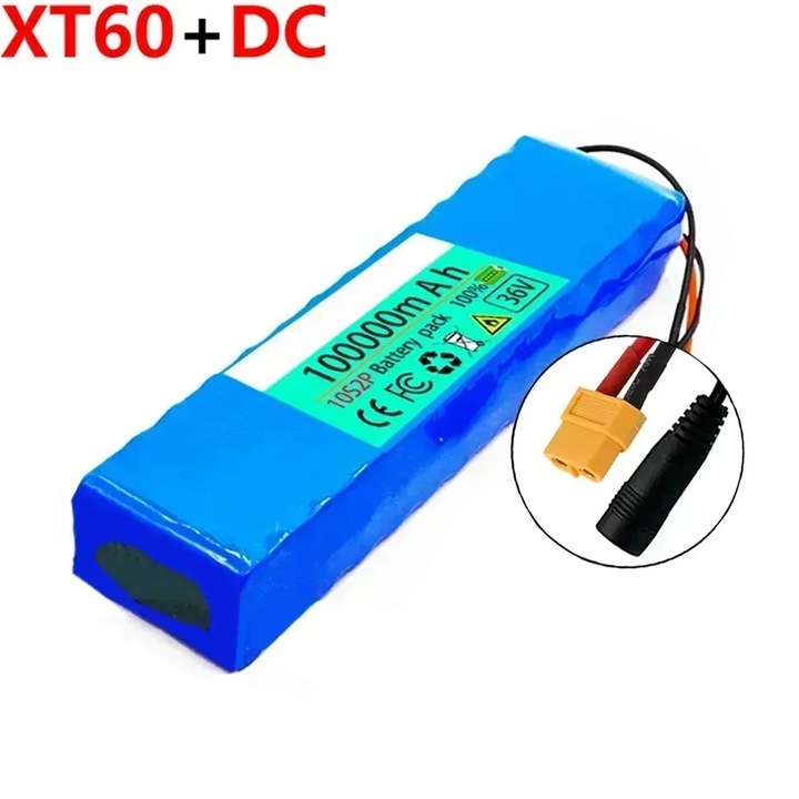 Elektromos roller akkumulátor, Li-ion 36V 10S2P, 100000 mAh, e-rollerhez, 182×65×45 mm, 1 kg, csak akkumulátor, (XT60-DC)