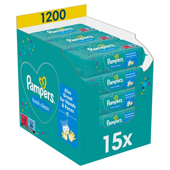 Pampers fresh clean мокри кърпички 1200бр