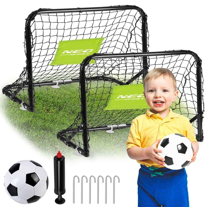 Neosport 2бр. футболни врати 60x45x25cm - черни, бели