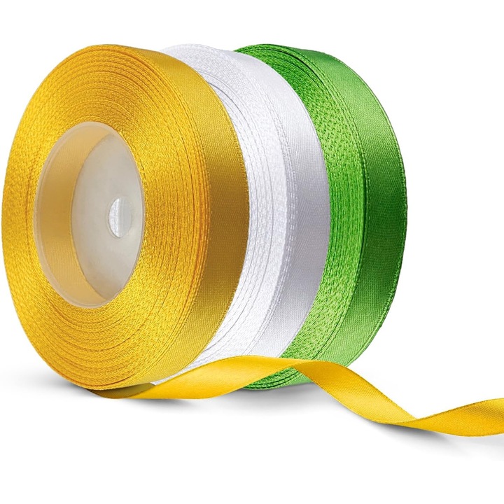Szatén Szalag Készlet, Netuno, Poliészter Anyag, Fényes, Hengeres, Kézzel Készített, 12 x 32 m, Többszínű, 3 db