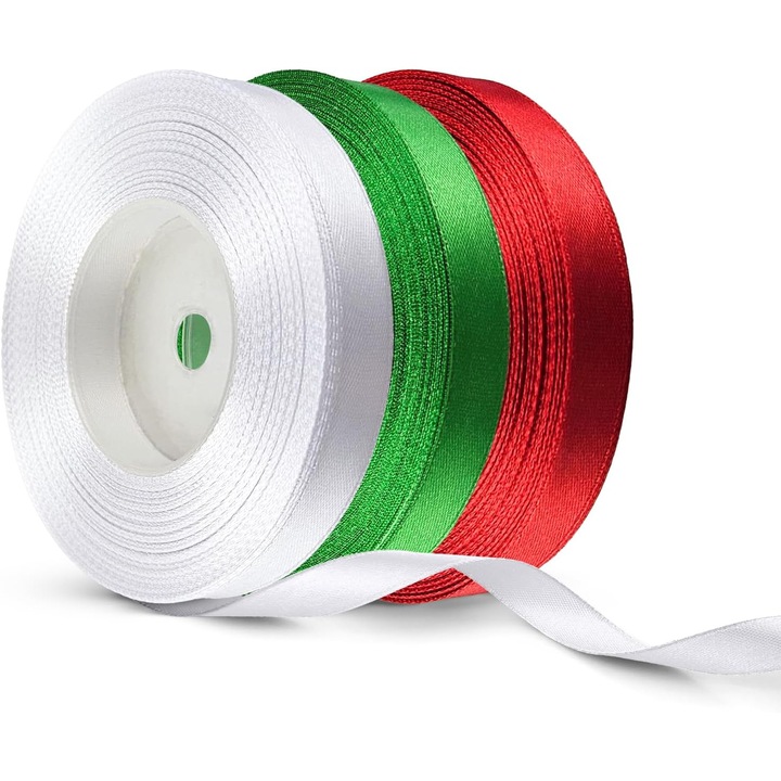 Panglice Satinate szett, Netuno, Poliészter anyag, Fényes, Henger, Kézzel készített, 12 x 32 m, Többszínű, 3 db
