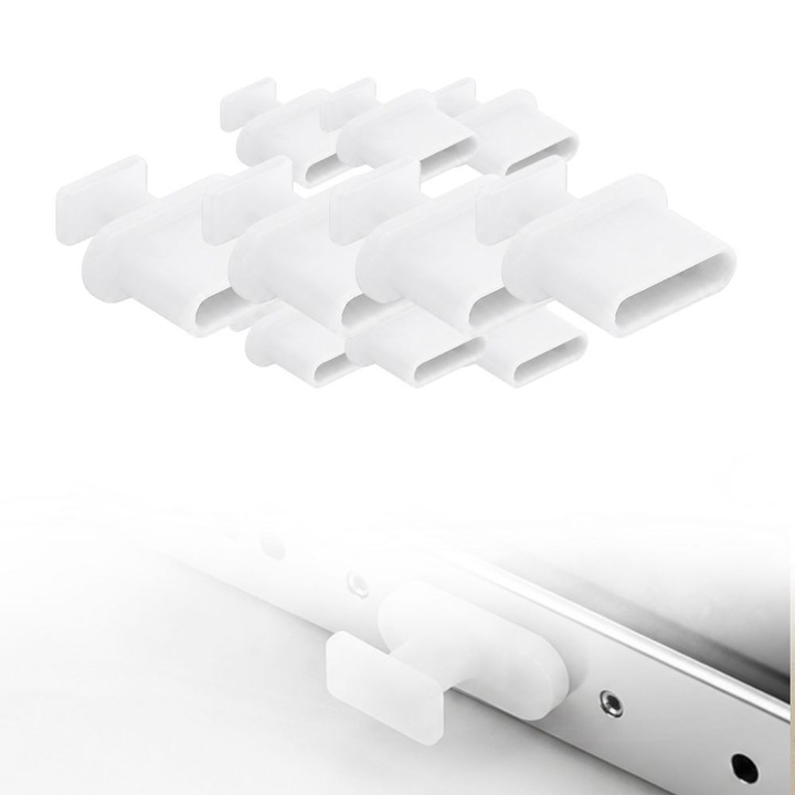 10 db porvédő dugó USB-C-hez, FONIX PortGuard, porvédelem, párataszító, szöszmentes, karcálló, biztonságos rögzítés, kiváló minőségű anyag, kopásálló, világosfehér